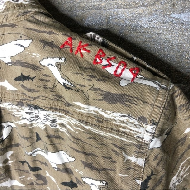Akademiks medium canvas shark printed button down shirt gallery