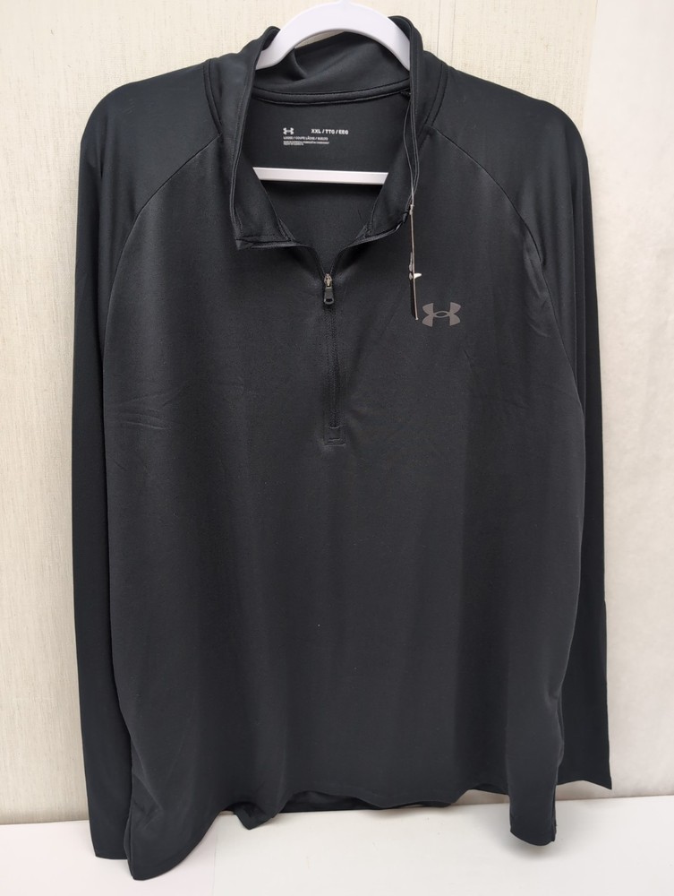 Men Under Armour Tech 2.0 1/2 Zip Sz 2XL Black Long Sleeve Training Top BR0