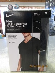 One New Black Nike Dri Fit Cotton Stretch Men’s SZ M Short Sleeve V-Neck T Shirt