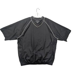 FootJoy Pullover Mens XL Golf Windshirt Black White Piping Short Sleeve V-Neck