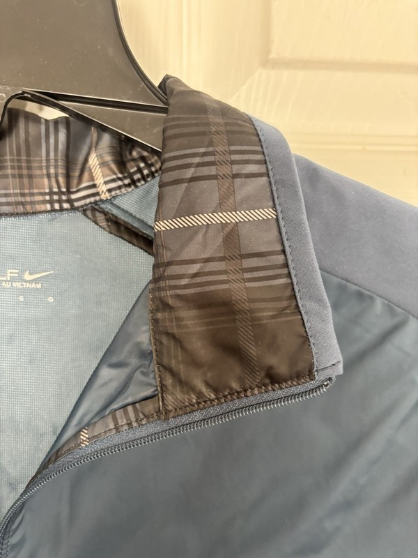 Nike Golf 1/4 Zip Up Mens L Pullover Short Sleeve Navy Gold Stripe Athletic gallery