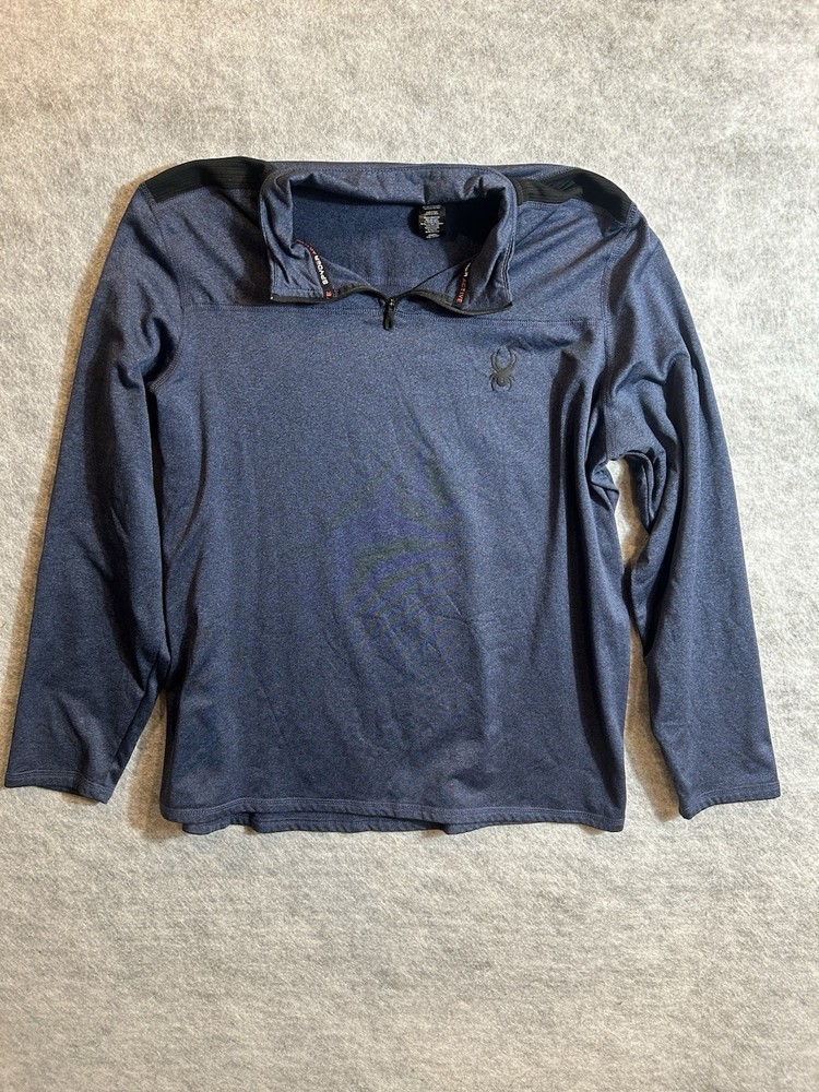 Spyder Active Quarter Zip Pullover Shirt Mens Size Large Dust Navy Heather