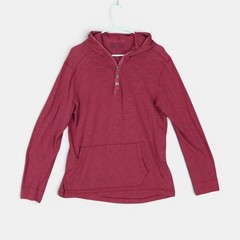 Converse One Star Hooded Henley Pullover Rugby Shirt Mens Size Medium Red Street