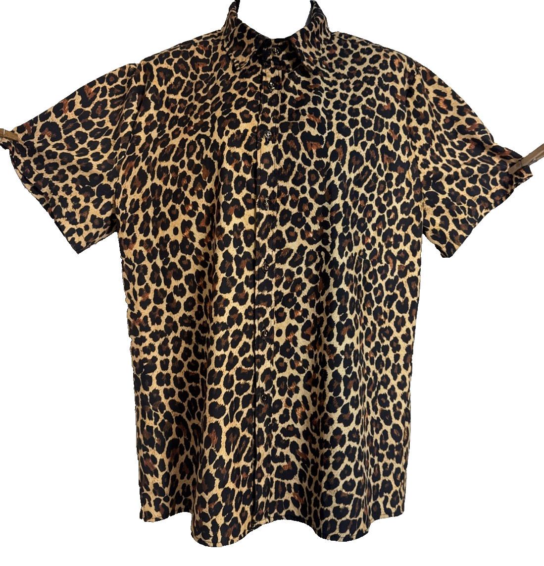 Men's Luc Matton SIZE L Cheetah Leopard Disco Novelty Short Sleeve Florida #0288 gallery