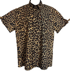 Men’s Luc Matton SIZE L Cheetah Leopard Disco Novelty Short Sleeve Florida #0288