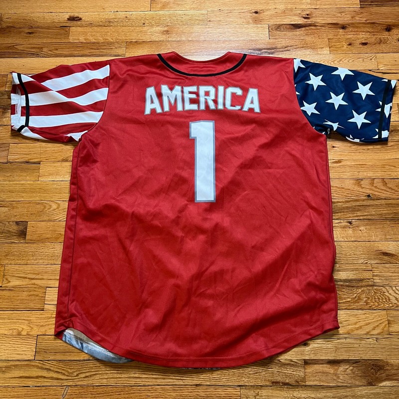 Patriotic USA Liberty Baseball Jersey America #1 Retro - Size 4XL Lightweight gallery
