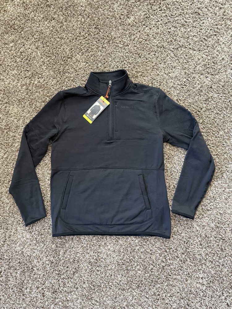 NWT Merrel Pullover Mock Neck Half Zip Black Outdoor Thermal Jacket Top