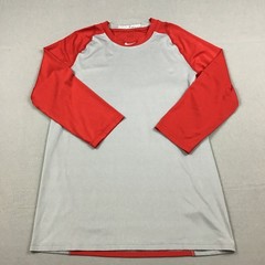Nike Pro Shirt Men Large Gray Red Dri-Fit Long Sleeve Base Layer MLB Tee L
