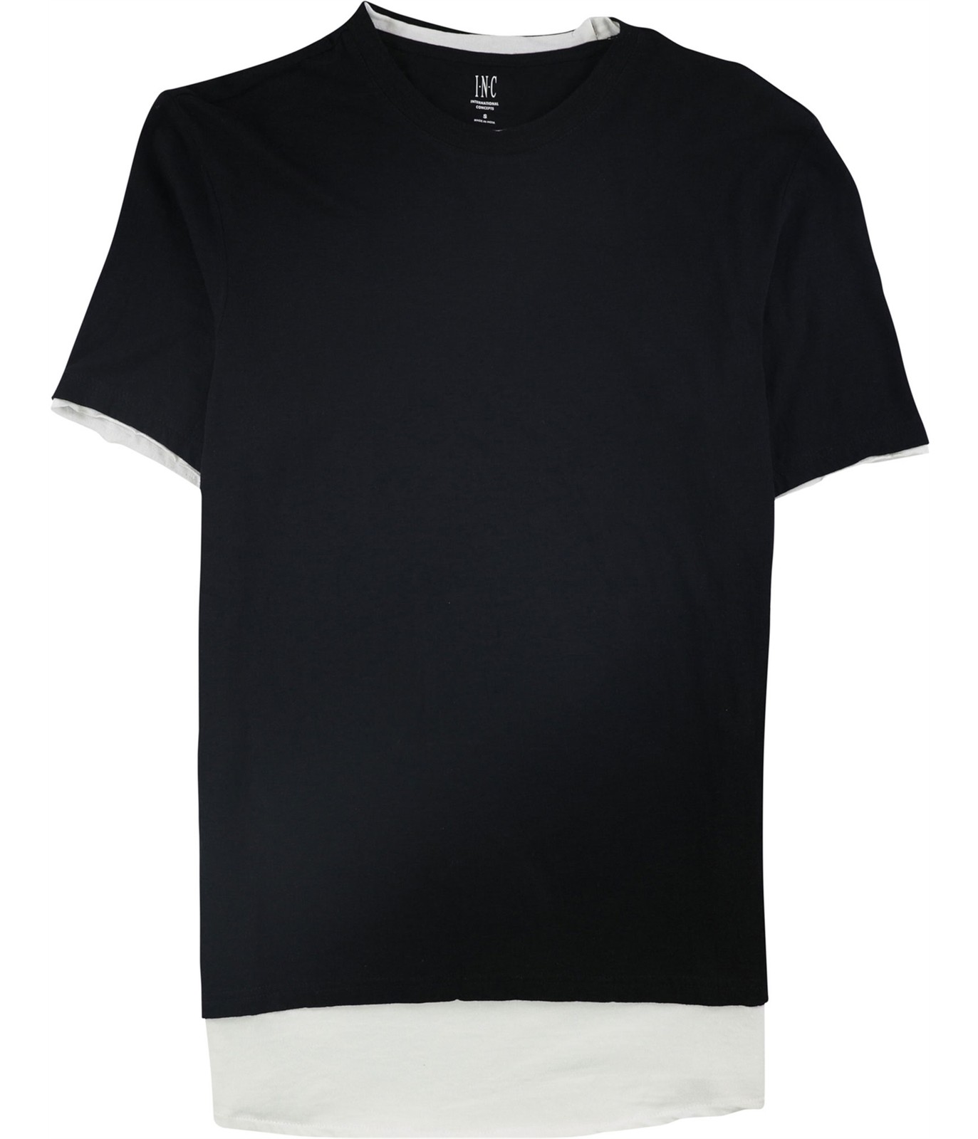 I.N.C Mens Colorblocked Basic T-Shirt, deepblack, S gallery