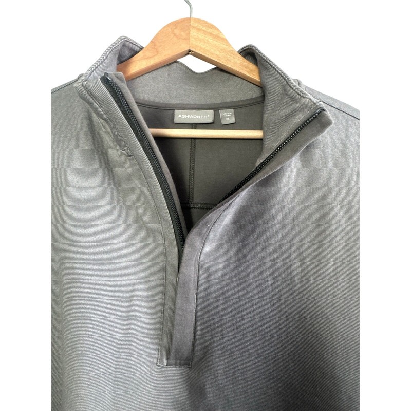 Ashworth Men’s XL Gray Quarter Zip Pullover Golf Top Logo Sleeve gallery