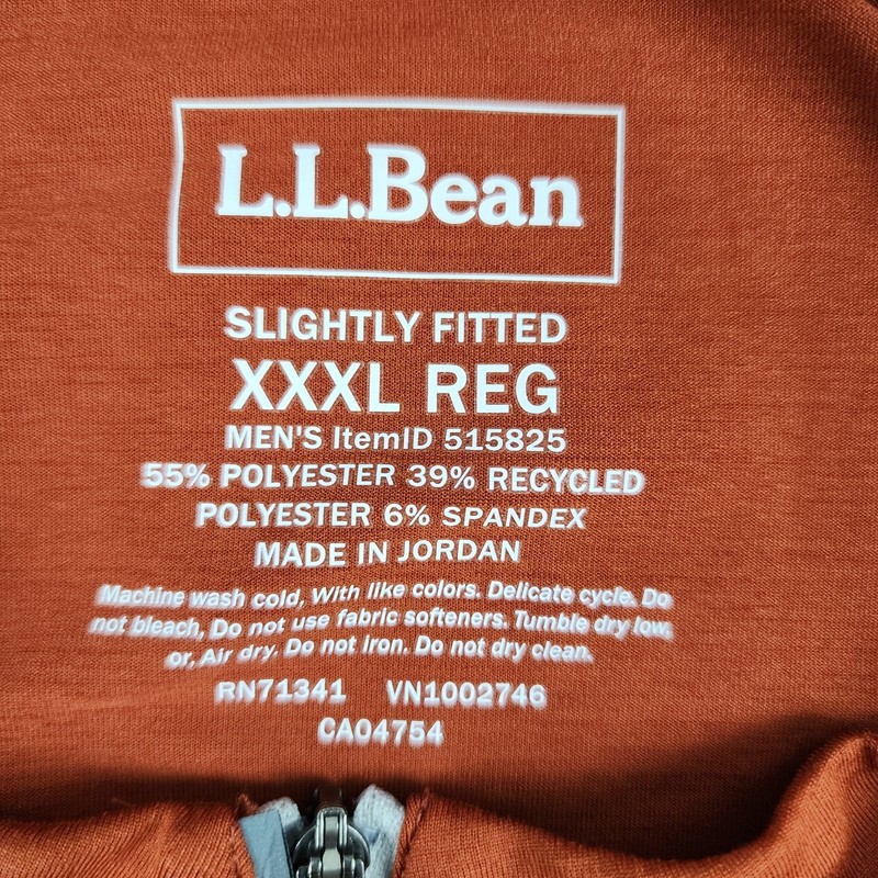 LL Bean Shirt Mens 3XL-Reg Red Colorblock Comfort Cycling Jersey 1/4 Zip 515825 gallery