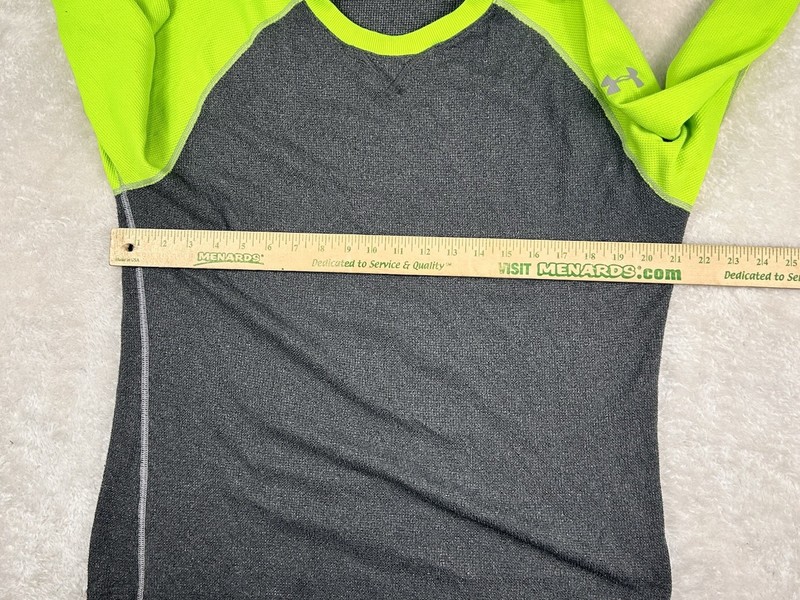 Under Armour UA Waffle Knit Shirt Mens XL Gray Green Long Sleeve Thermal Raglan gallery