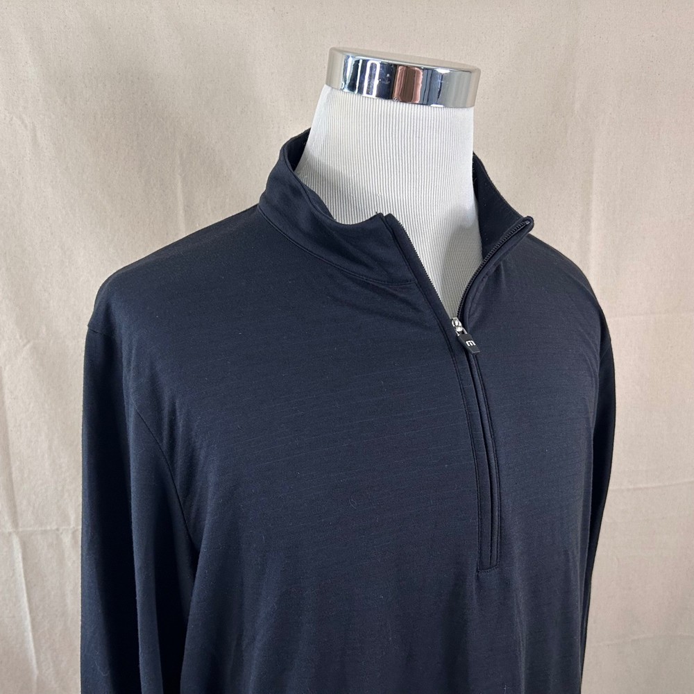 Travis Mathew XL 1/4 Zip Pullover Golf Shirt Black Cotton Blend Long Sleeve Mens