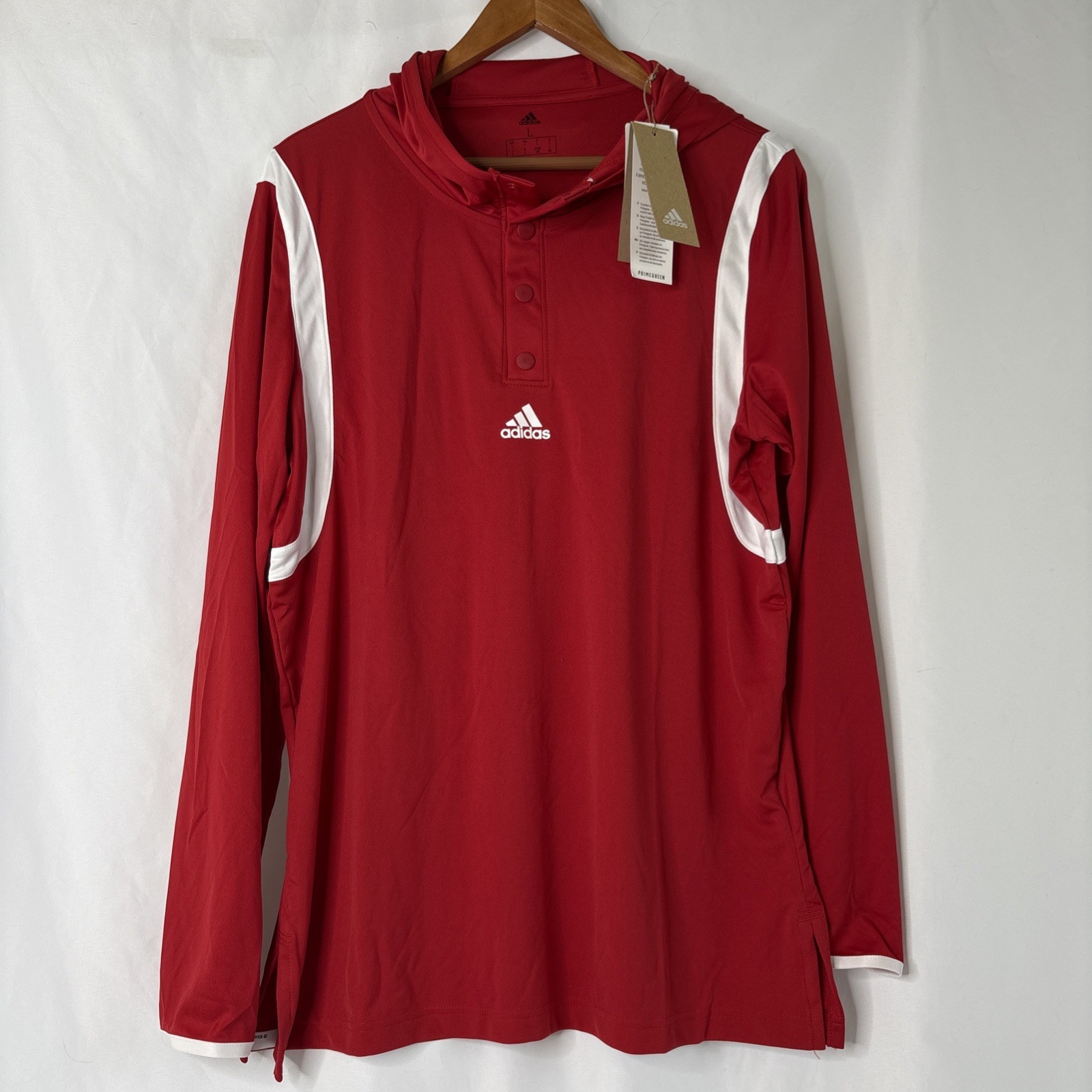 Adidas Men’s L Icon Pulse Shooter Warm Up Red Pullover Hooded Active Shirt NEW gallery