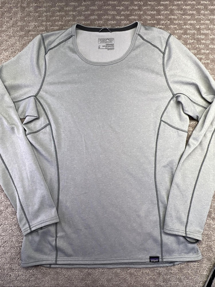 Patagonia Capilene Shirt Mens Medium Gray Long Sleeve Midweight Base Layer