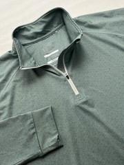Swannies Pullover Shirt Mens Large Green 1/4 Zip Mock Neck Golf Geometric Logo