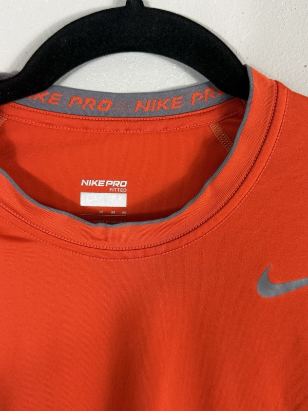 Nike Pro Dri-FIT Compression Shirt Mens Medium Orange Athletic Training Tee gallery