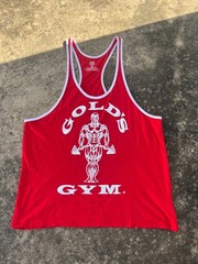 Golds Gym Muscle Shirt Tank Top Size LX Red Logo Made UnisexGym Top