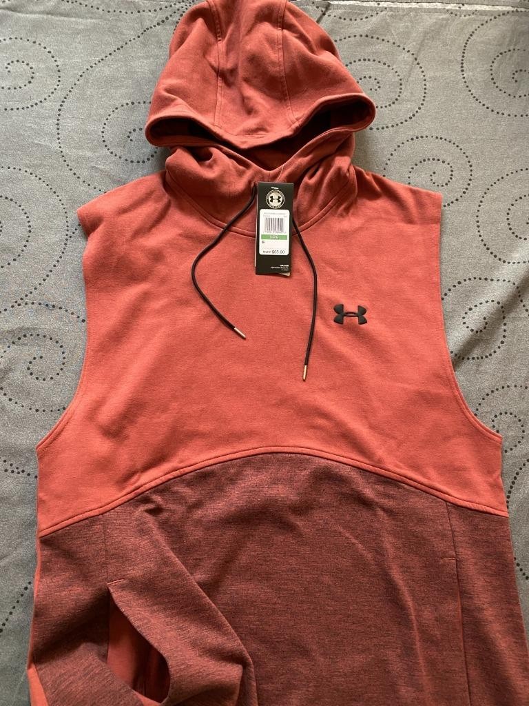 UNDER ARMOUR SLEEVELESS FITTED FLEECE HOODIE SIZE L MEN NWT $$$$ gallery