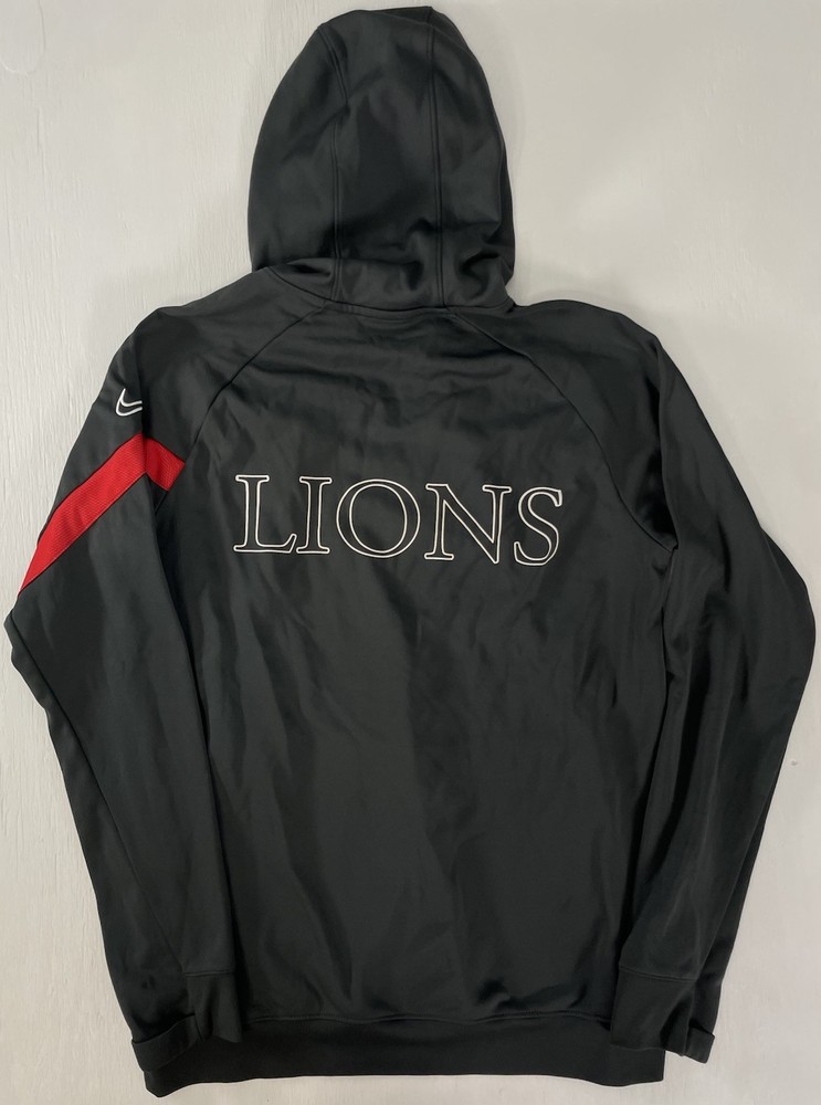 Men’s Nike Dri Fit Pullover Gray Red Lions Size M Athletic Sporty Fleece Lined