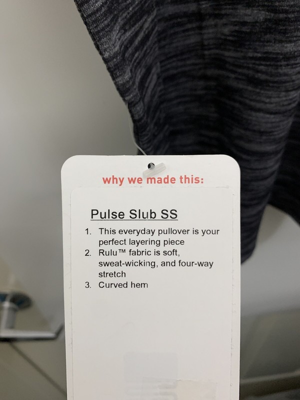 Lululemon Pulse Slub SS Tee NWT Sizes M L XL HBLK Heathered Black Grey Rulu gallery