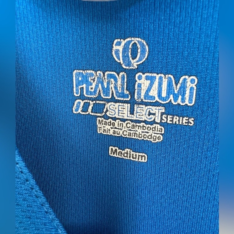 Pearl Izumi Select Cycling Jersey Medium Blue White 1/2 Zip Select Series EUC gallery