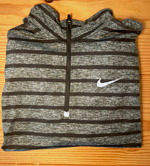 Nike Dri-FIT Men’s L Gray/Black Striped 1/4 Zip Mock Neck Active Pullover