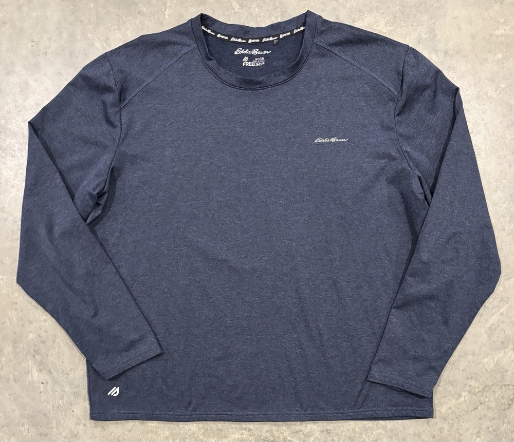 Eddie Bauer Shirt Mens 2XL Blue Long Sleeve FreeDry Motion Fleece Lined Top