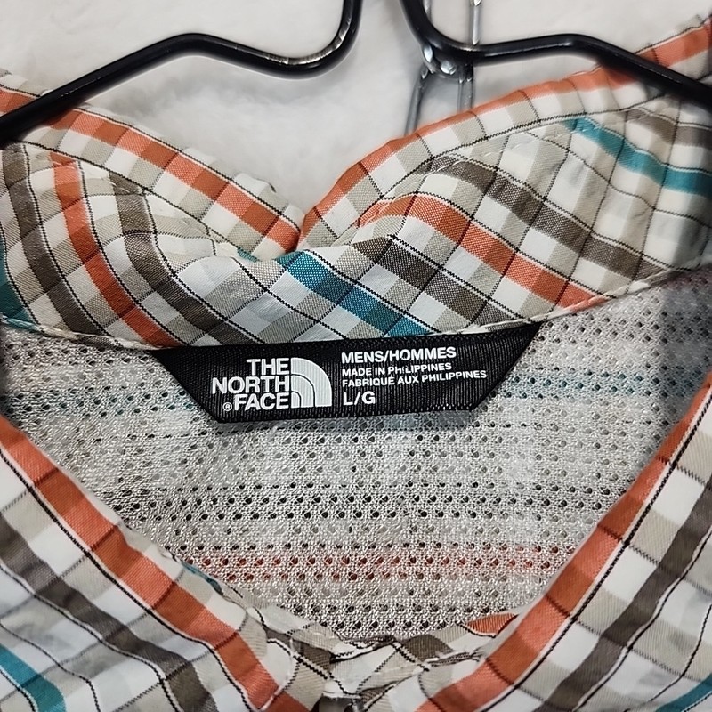 The North Face Men's L Fishing Hiking Vented SS Brown Orange Plaid Outdoor Shirt gallery