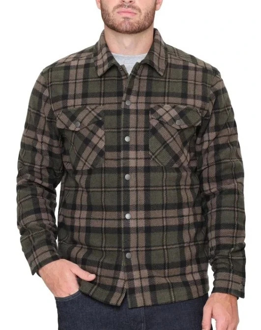 Men's BC Clothing Heritage Plaid Button-Up Shirt Jacket Med Green/Black - NWT! gallery