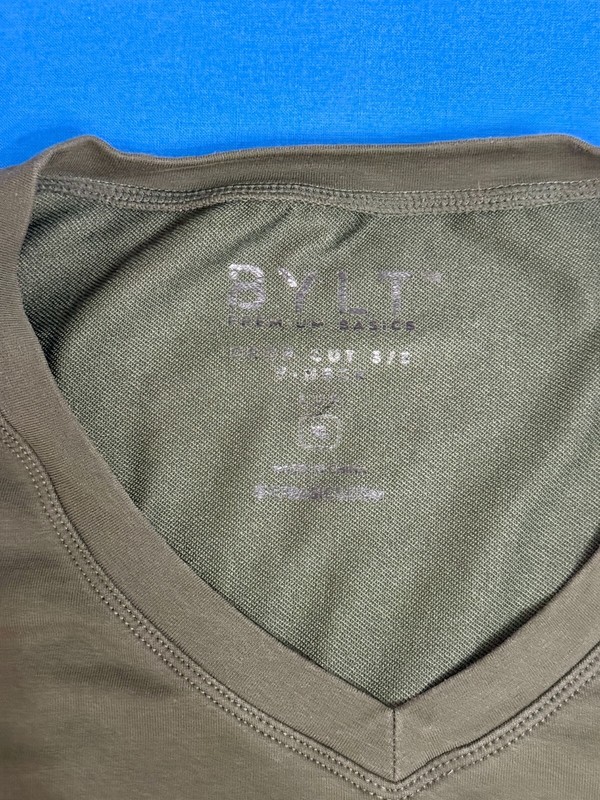 BYLT Drop-Cut Luxe V-Neck Tee Men's Large Olive Green Tri-Blend Athletic Fit gallery