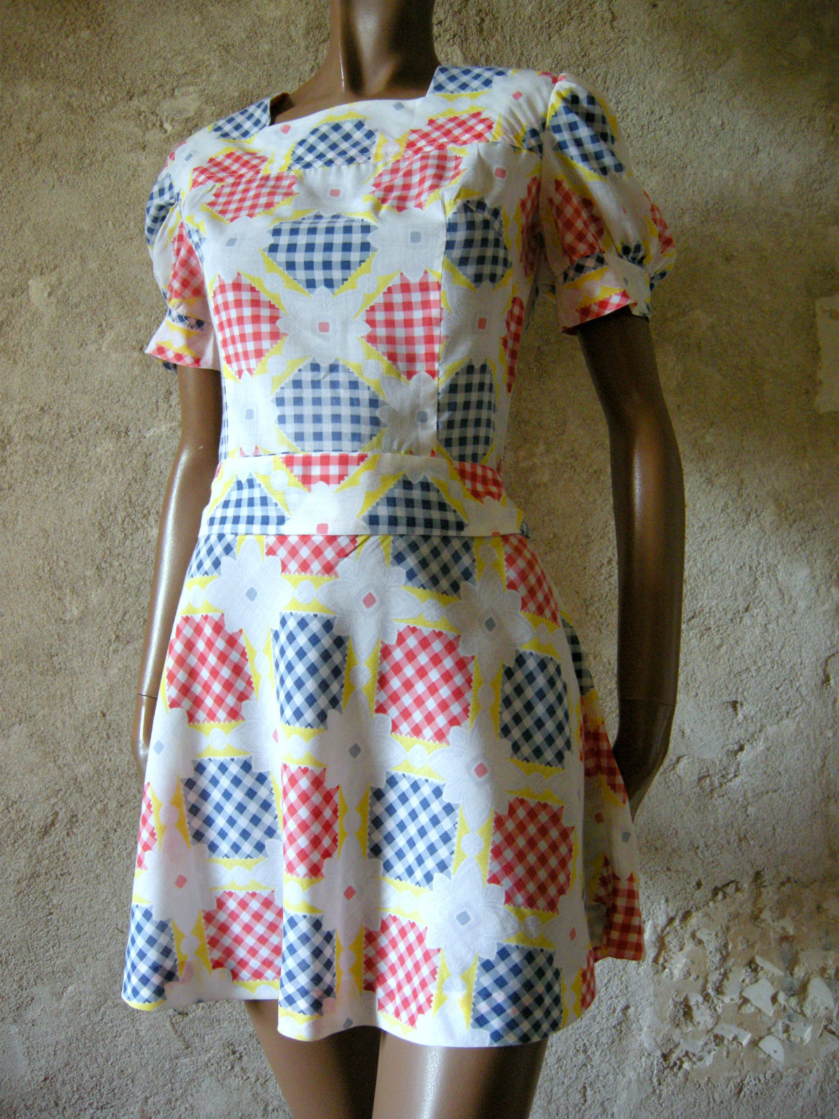 Chic Vintage Floral & Vichy Dress 70s Kleid 70er Abito Anni 70 (36/38) gallery