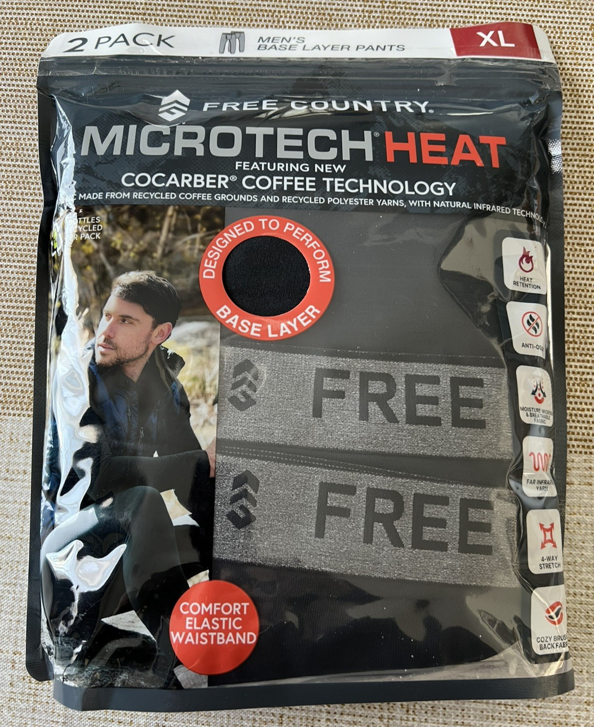 Free Country Men's Microtech Heat Cocarber Base Layer Pant Pack of 2 Size XL New gallery