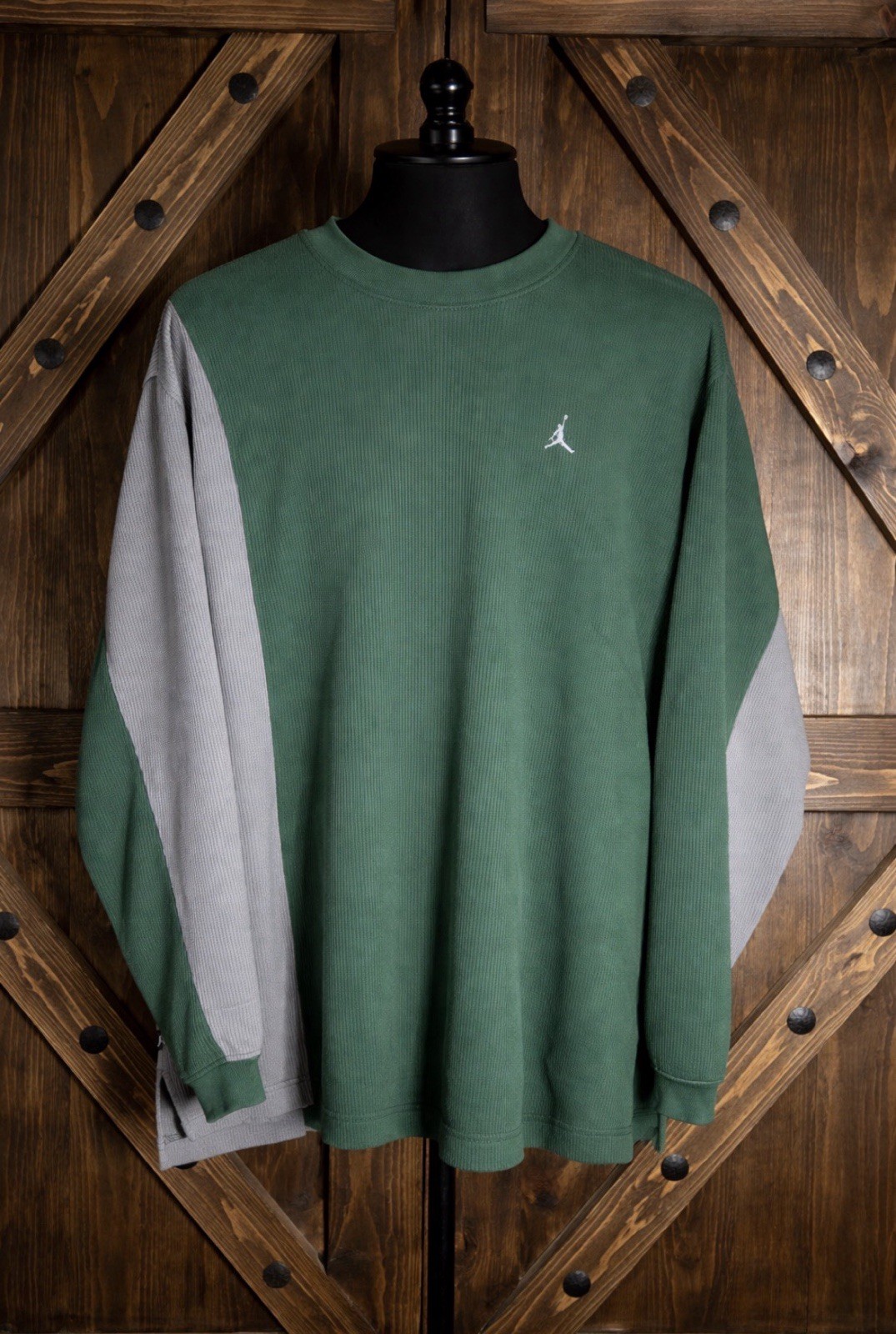 Jordan 20th Anniversary Long Sleeve Colorblock Basketball Shirt Green Gray XXL gallery