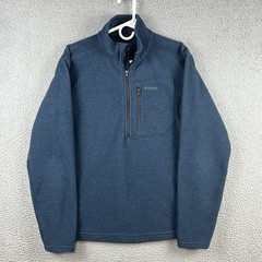 Simms Fishing Products Sweater Mens Small Blue 1/4 Zip Ribbed Chest Pocket
