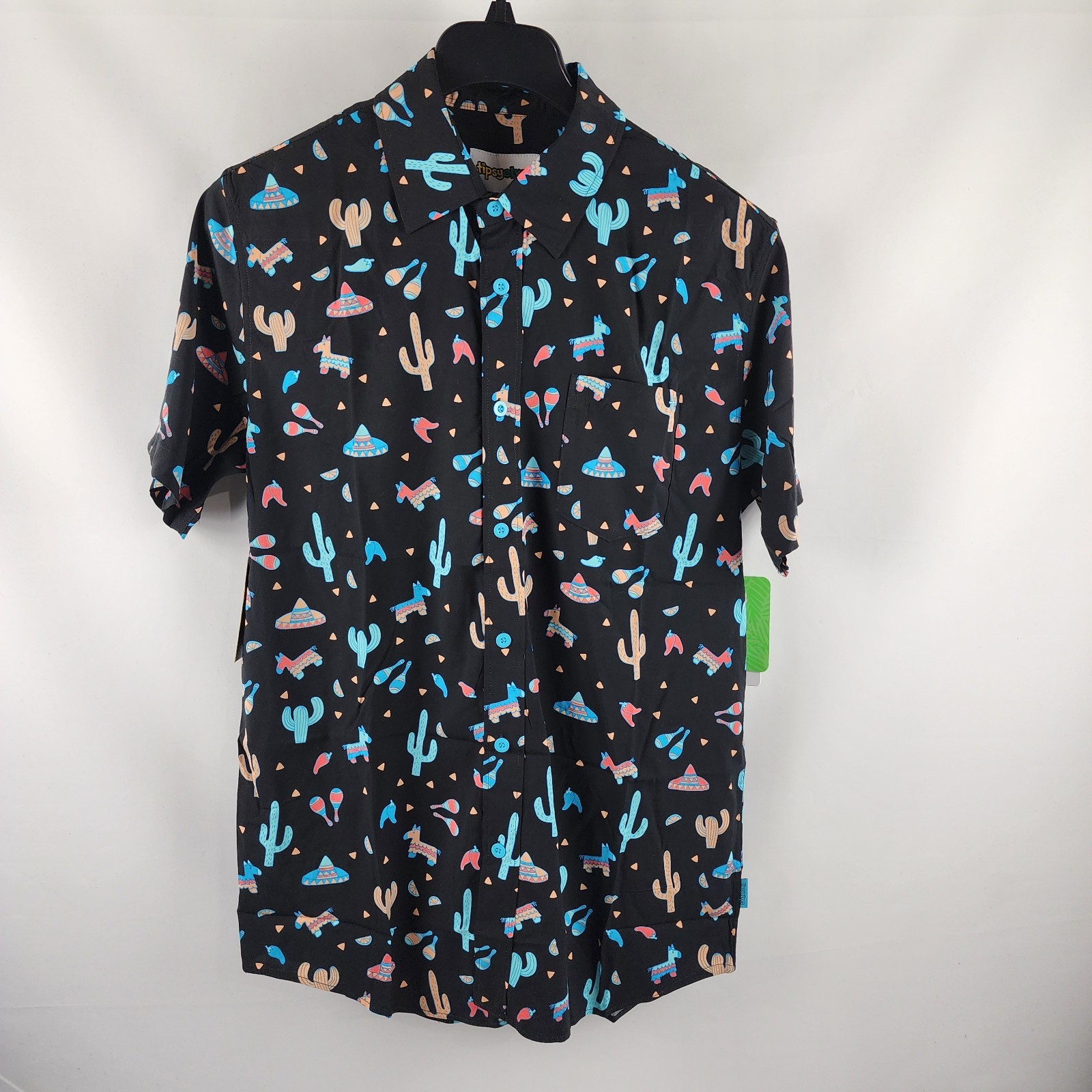 Tipsy Elves Shirt Men Large Multi Midnight Fiesta Hawaiian S/S Button Up NWT gallery