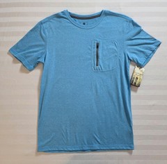 Flatwood Threads Men’s S Blue Moisture Wicking UV Zip Pocket Tee Shirt NWT