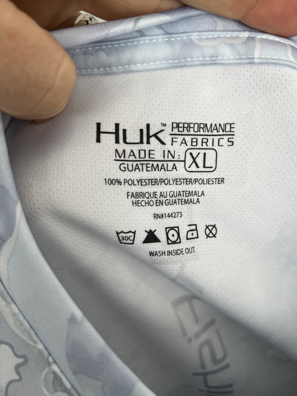 Huk Shirt Mens XL Gray White Blue Camo Long Sleeve Performance Fishing Rashguard gallery