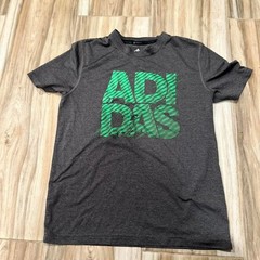Adidas grey and green sportswear tee