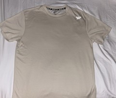 Reebok Men Medium M Performance Mesh T Shirt Beige Tan Gym Training Speedwick