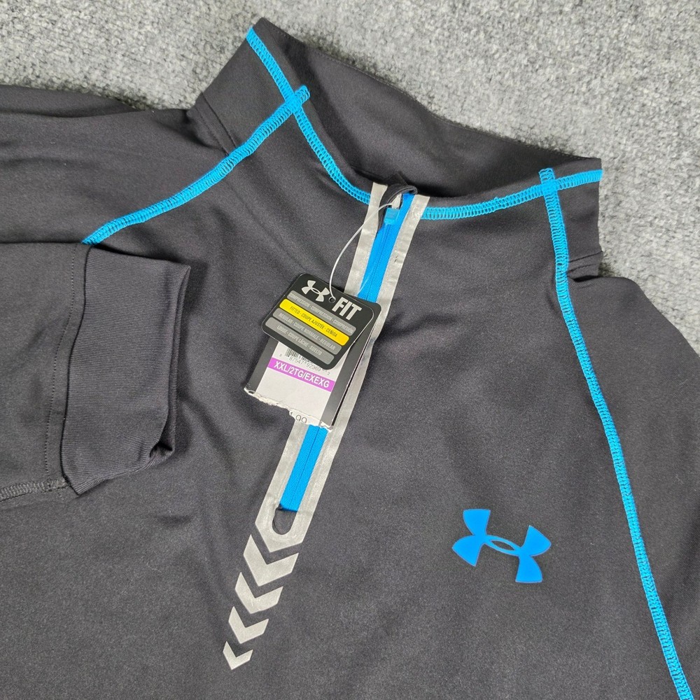 Under Armour NFL Combine Pullover Mens 2XL Black Blue 1/4 Zip Fitted NWT