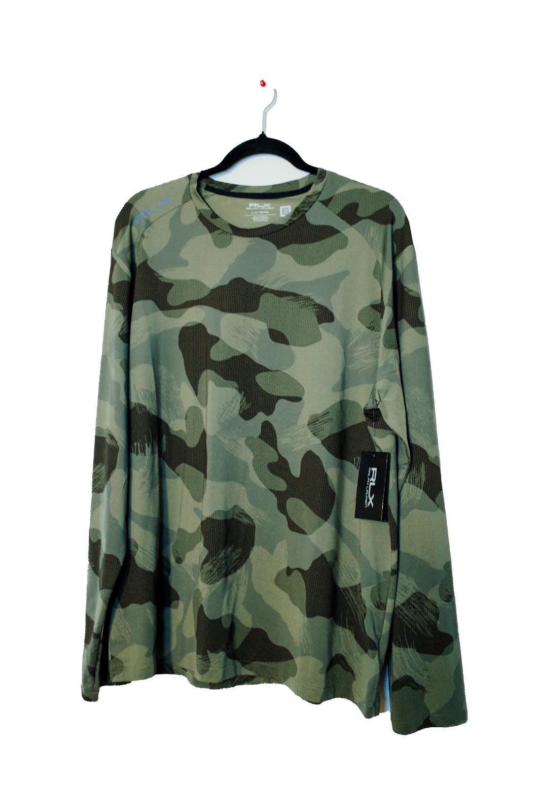 NEW Polo RLx Ralph Lauren - Men's Long Sleeve Green Camo Athletic Shirt- Large gallery