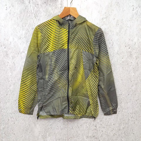 ASICS Windbreaker Running Packable Jacket Hooded Yellow Grey gallery