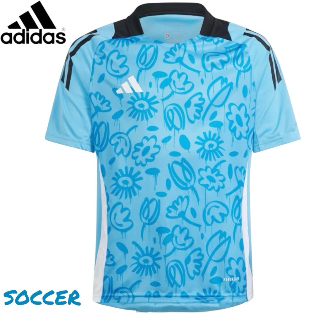 Adidas Tiro 24 Soccer Jersey Mens Sz-M Floral Blue IS2772 PB JSY NEW BLUE BLACK