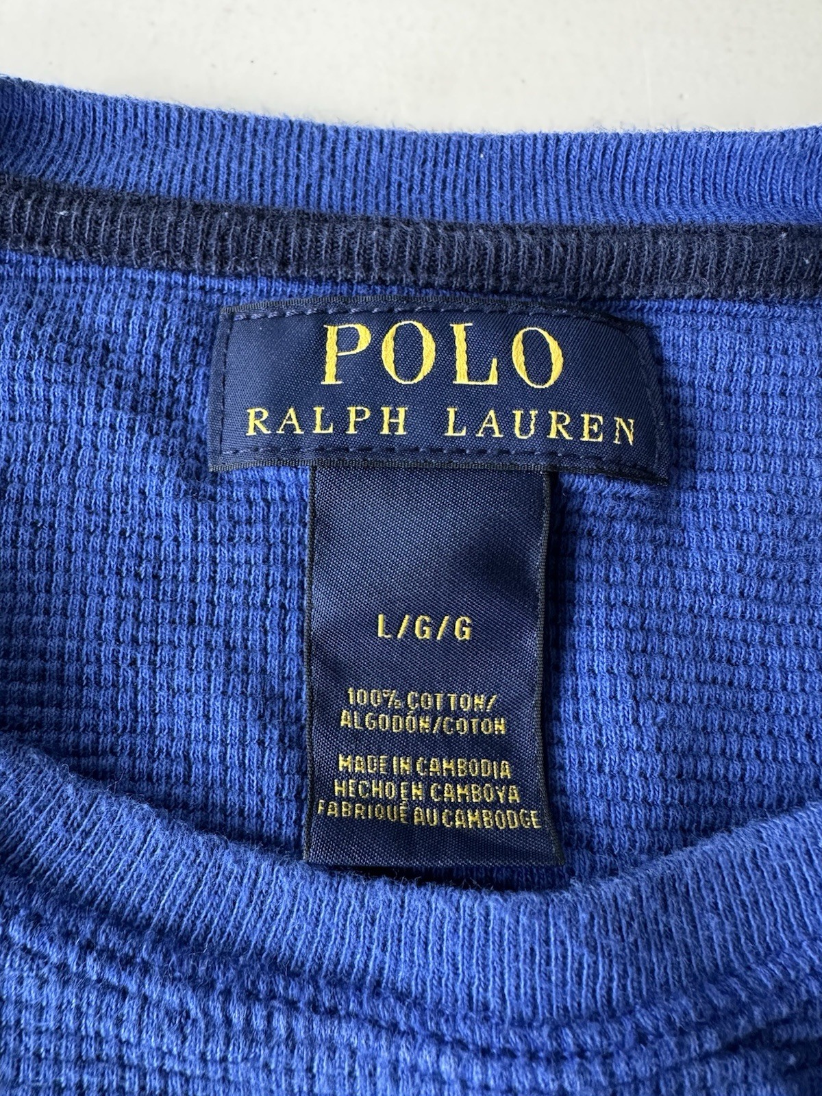 Polo Ralph Lauren Waffle Knit Thermal Shirt Mens Large Navy Blue Long Sleeve gallery