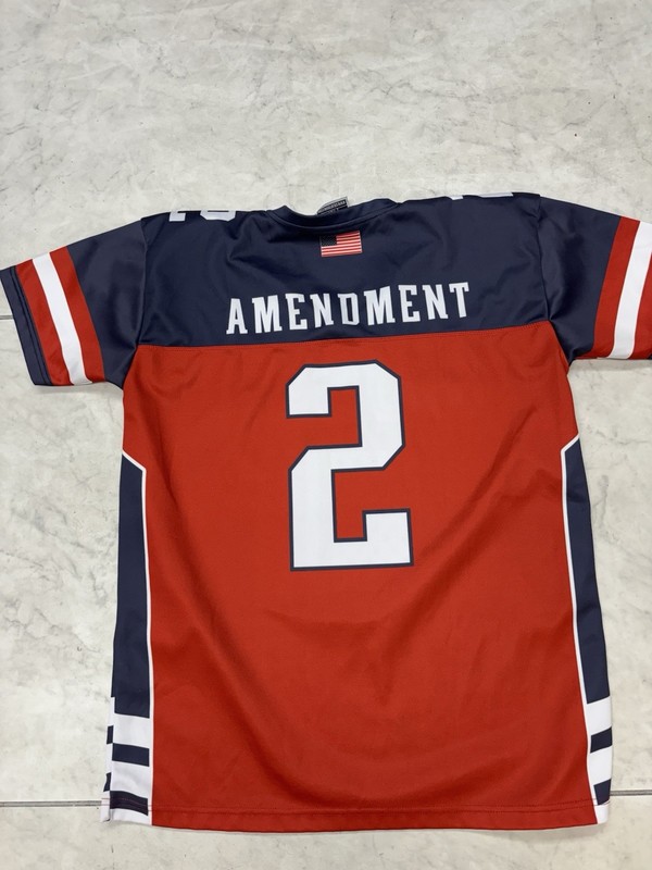 Greater Half 2nd Amendment USA Jersey L Patriotic Gun Flag Graphic Red Blue gallery