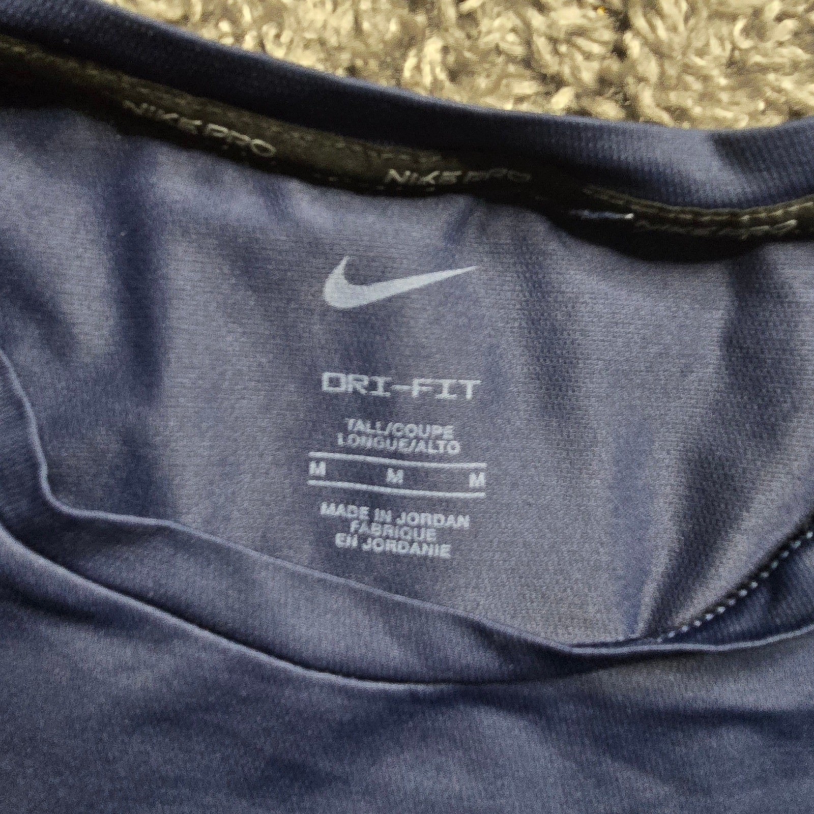 Nike Pro Dri-FIT Mens Medium Tall Blue Short Sleeve Training Shirt Athletic Tee gallery