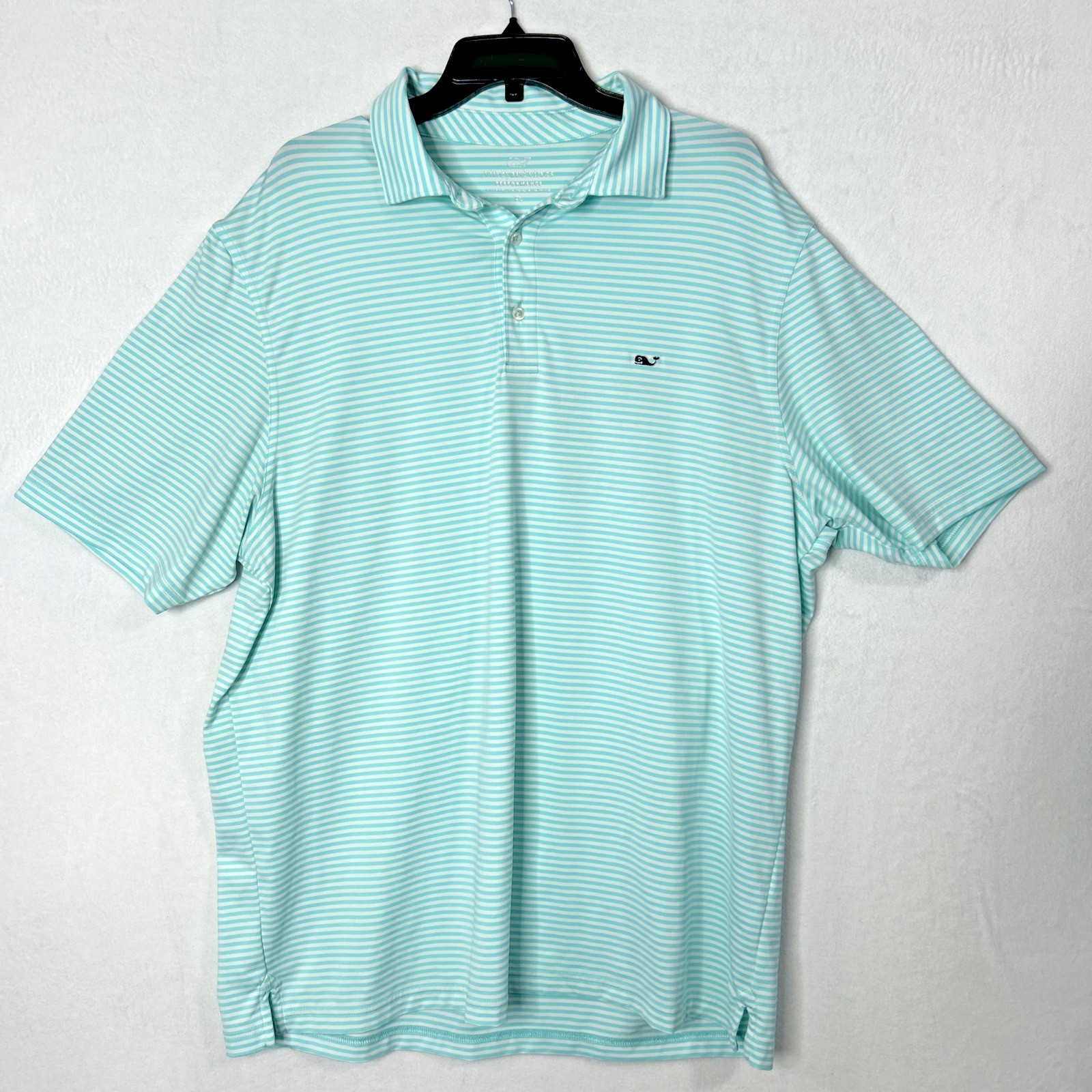 Vineyard Vines Performance Striped Polo Teal White Stripe Men's XL gallery