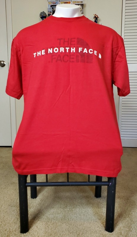 Vintage Men's The North Face Faded Graphic Half Dome Logo Red Shirt Size XL gallery
