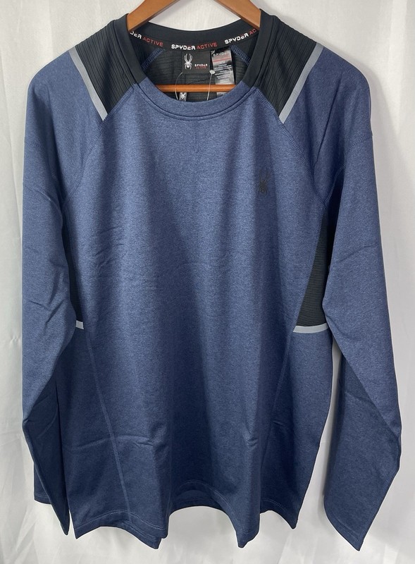Spyder Active Men's XXL Lot of 2 Long Sleeve Shirts in Gray & Blue NWT gallery